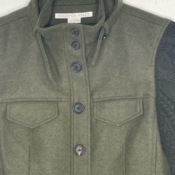 Veronica Beard jacket Utility “Arshia” size 6 mixed media green knit sleeves - Picture 3 of 9